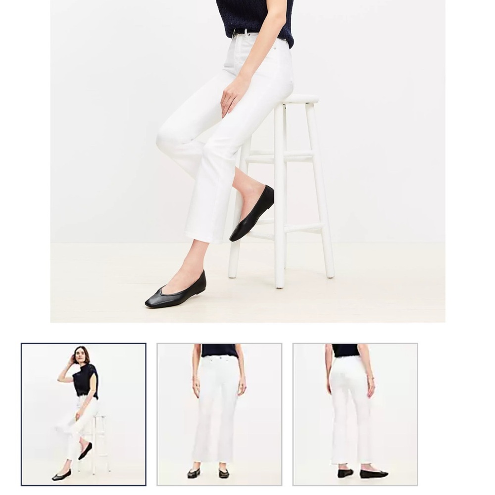 Like new Loft High-Rise Kick Flare crop pants in white. Size 28/6